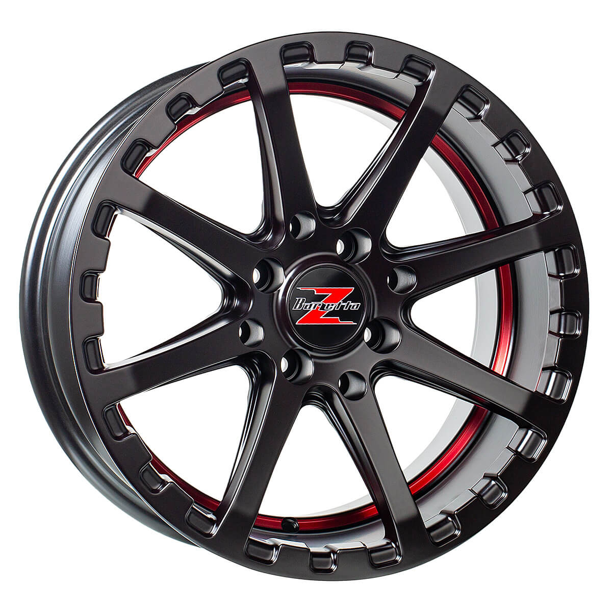 Barzetta ATV Satin Black With Red Stripe 7x14 ET: 10 - 4x110